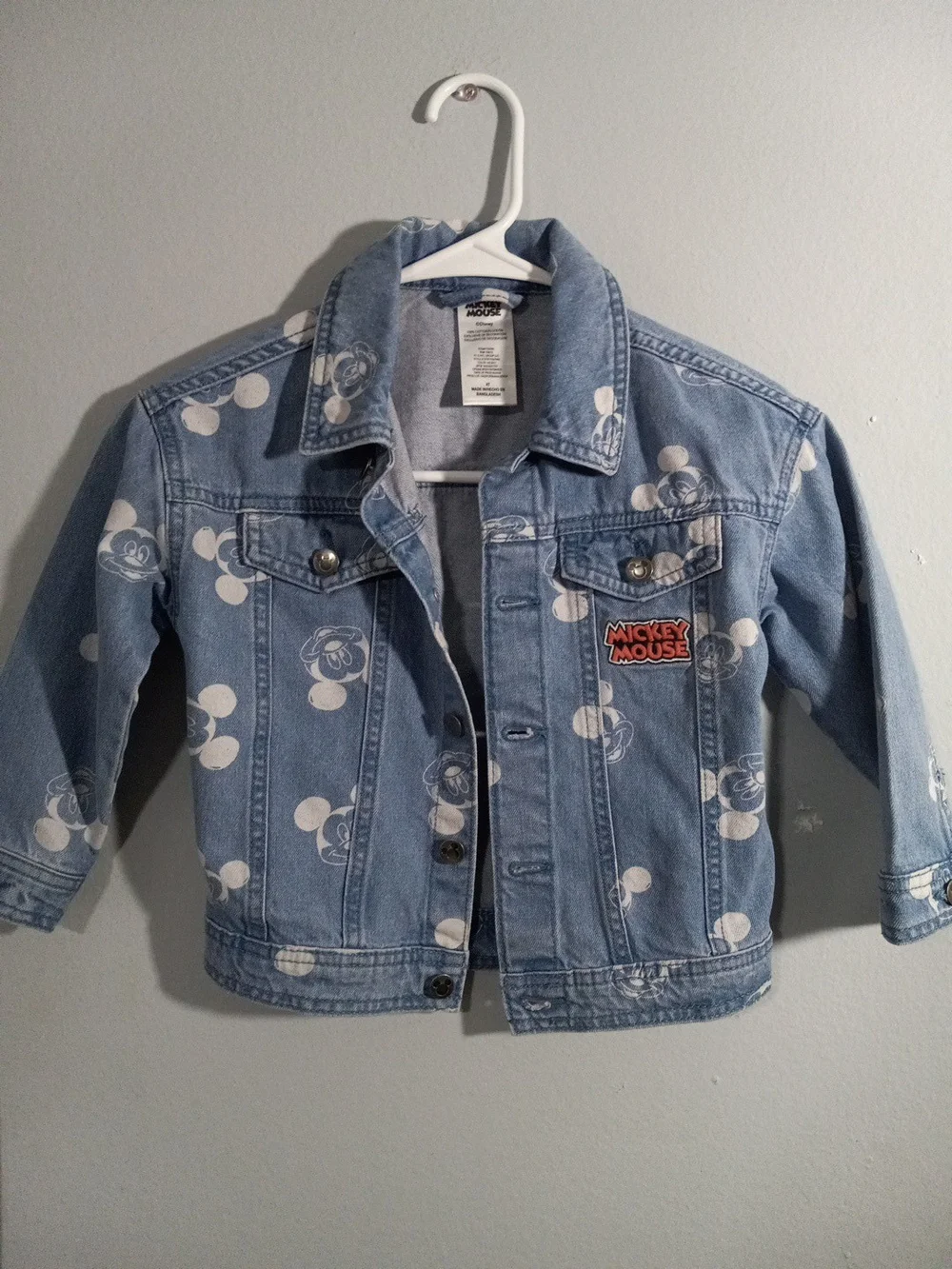 Disney Mickey Mouse Light Blue Denim Jacket for Kids Size 4T